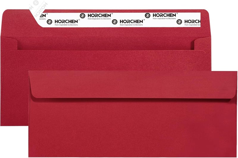 Horchen Red #10 Envelopes 100 Count Self Seal Envelopes Red for Business,Invitations Windowless Business Envelopes, - Image 1